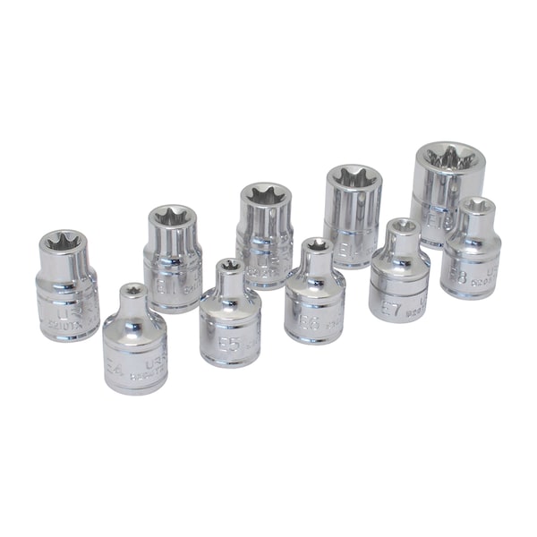 3/8" Drive Torx Short Socket, Torx(R), 10 pcs